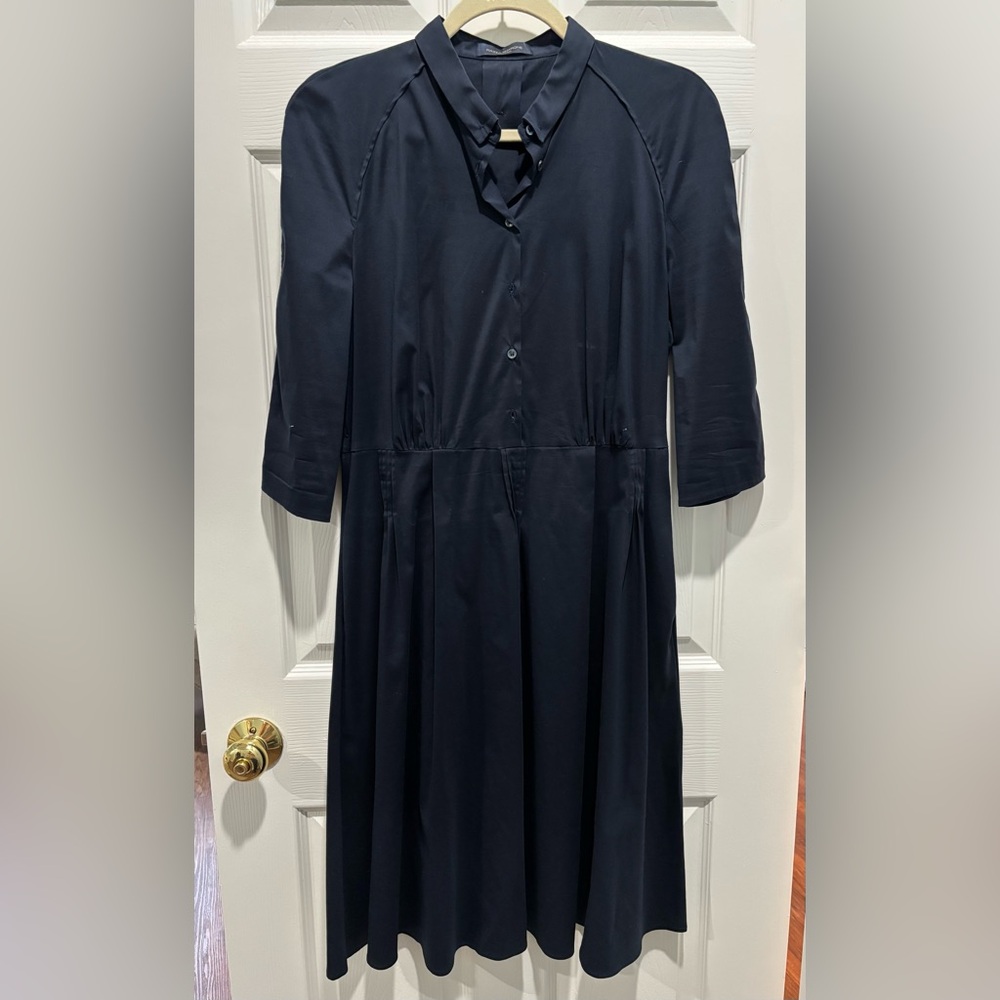 Piazza Sempione Classic Navy Bracelet Sleeve Dress